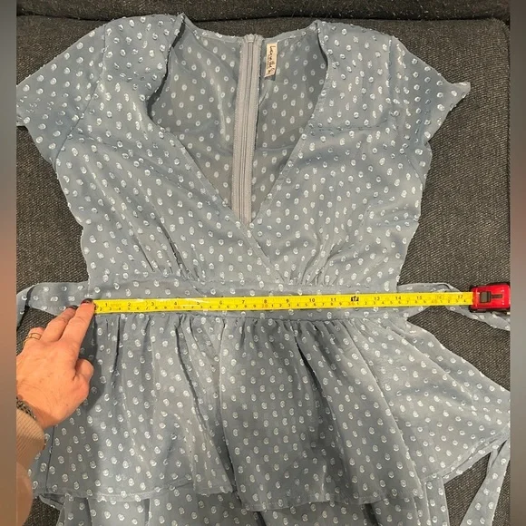 Lucy in the Sky Blue Polka Dot Mini Dress size medium - Picture 5 of 6